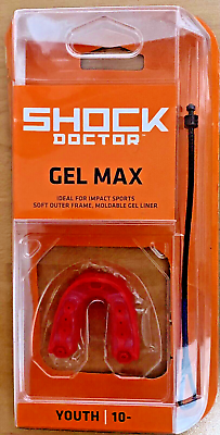 #ad 8 Ct Shock Doctor Gel Max Mouth Guards Heavy Duty Protection RED Color Youth $59.99