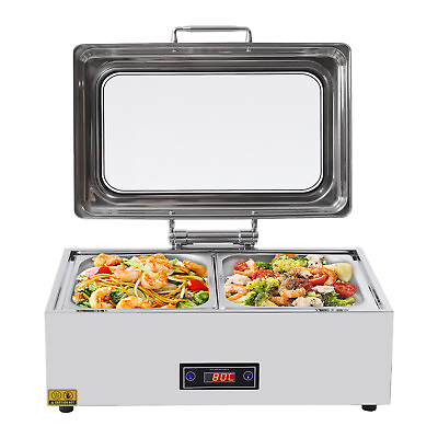 #ad Stainless Steel 9 Quart 500W Commercial Food Warmer 2 Pan Buffet Food Warmer $164.35