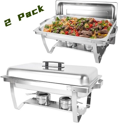 #ad Chafing Dish Stainless Steel Buffet Chafer Set Food Warmer 8QT Catering 2 Pack $65.59