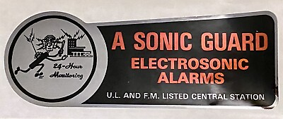 A Sonic Guard Electrosonic Alarms 24hr. Home Security System Window Sticker $6.00