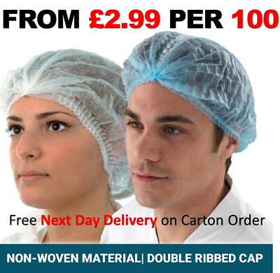 2000 Disposable Mob Caps Hair Net Food Catering Kitchen Non Woven Workwear Hat GBP 2.25
