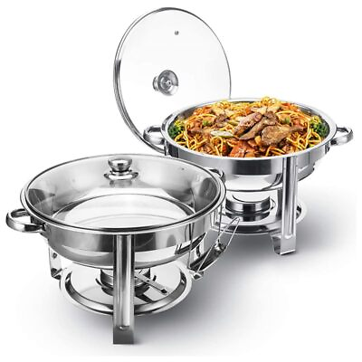 #ad 5QT Chafing Dish Buffet Set 2 Pack 95% Assembled Round Chafing Dishes for Bu... $124.66