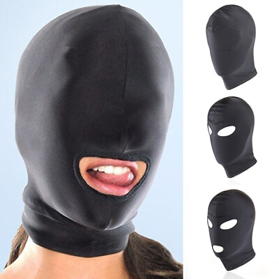 Women Men Mask Head Hood Open Mouth Game Harness Fetish Restraint Cosplay DIY AU $5.61