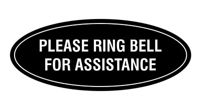 #ad #ad Oval Please Ring Bell For Assistance Sign Black Small 2x5quot; $8.54