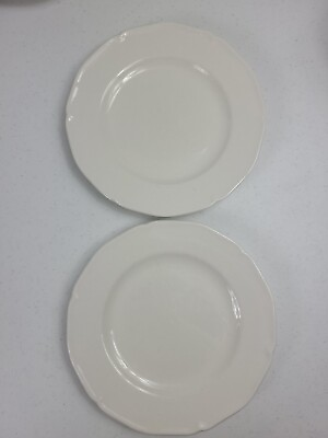 2 Farberware French Buffet 4550 Salad Dessert Round White Plates 8quot; READ DESC. $12.00