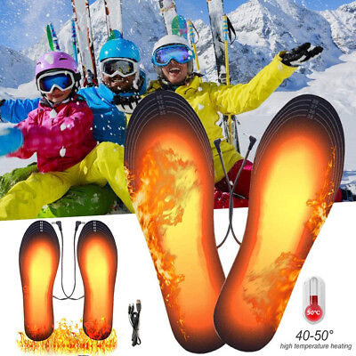 #ad USB Electric Heated Foot Insole Feet Warmer Heater Pads Winter Wear Men amp; Women $7.73