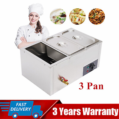 #ad Electric Food Warmer 3Pan Commercial Buffet Steam Table Stainless Steel 850W NEW $109.72