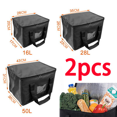 2Pcs Food Insulated Bags Pizza Takeaway Thermal Warm Cold Bag Ruck Picnic Box $14.53