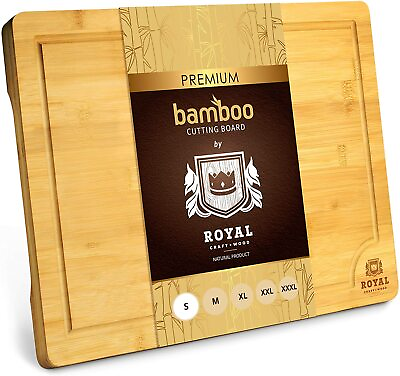 Bamboo Wood Cutting Board for Kitchen Butсher Block with Handles amp; Juice Groove $16.97