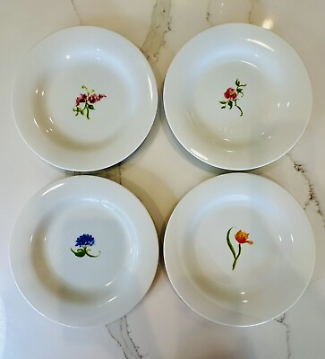 #ad Set 4 Pottery Barn Bloom Salad Dessert Plates Floral 8.5 In Chip On One $18.99