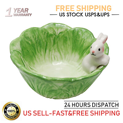 #ad #ad Cabbage Rabbit Ceramic Bowl Rice Bowl Salad Bowl Soup Bowl Dish $15.22