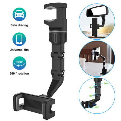 Universal 360 Rotation Car Rear View Mirror Mount Stand GPS Cell Phone Holder US $3.99