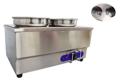 #ad Countertop 2 Pan Soup Warmer Food Warmer Stainless Steel Steam Table 110V 1500W $278.07