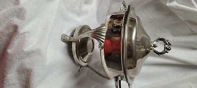 #ad Vtg Leonard Silver Plated Chafing Serving Dish w Warmer Base And 2Qt Glass Dish $40.00