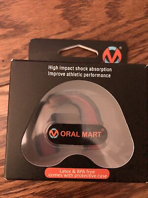 #ad Oral Mart Mouth Guard size Youth Black red w Case High Impact Sports Mouthpiece $3.50