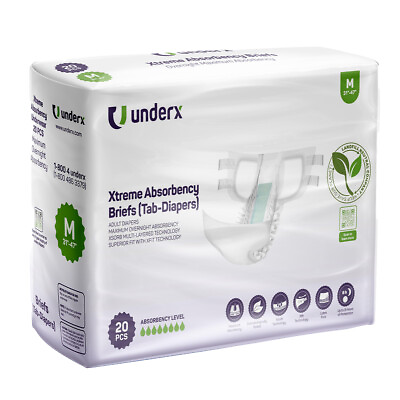 UnderX Disposable Tabbed Briefs for Adult Xtreme Absorbency Unisex Incontinenc $89.97