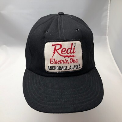 Vintage Redi Electric Inc Hat Cap Adjustable Snapback Anchorage Alaska Black USA $29.97