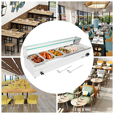 #ad Brand New 6 Pan Bain Marie Buffet Steamer Countertop Food Warmer Steam Table US $269.00