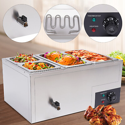 #ad Electric Countertop Food Warmer Food Soup Warmer Food Grade Stainelss Steel 850W $127.69