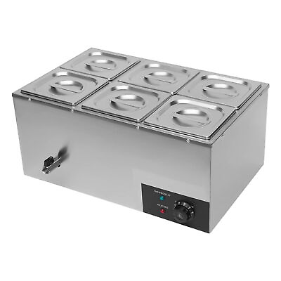 #ad Electric Food Warmer 6 Pots and 6 Lids Stainless Steel Restaurant Food Warmer $210.39