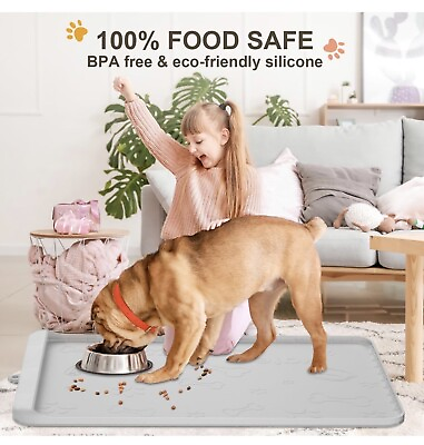 Dog Food Mat Silicone Dog Mat for Food and Water 36quot; x 24quot; Large Pet Feeding $25.50