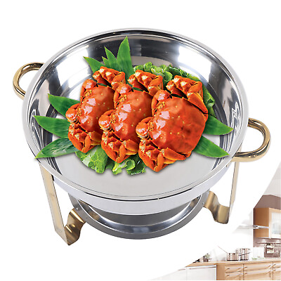 #ad 4 L Round Chafing Dish Food Warmer Tray Buffet Catering Stainless Steel $22.80