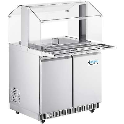 #ad 36quot; Refrigerated Salad Bar Cold Food Table Sneeze Guard Pan Cover Tray Slide $3536.20