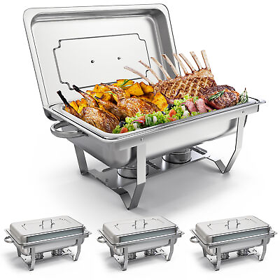 #ad 9.5Q 4 Pack Chafer Chafing Dish Sets Stainless Steel Catering Food Warmer $135.99