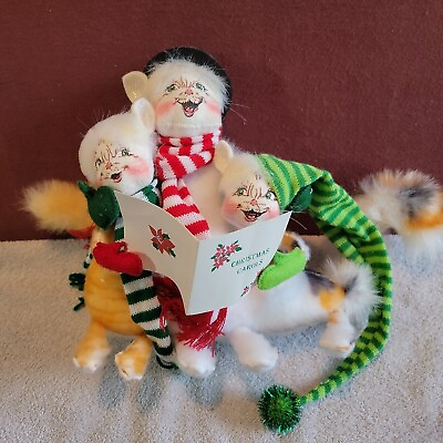 #ad RARE Annalee 2006 Kitty Choir Cat Christmas Carols Trio Movie Outfit Food Bed $23.95