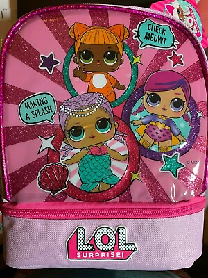 LOL SURPRISE SHOWTIME DOUBLE ZIP INSULATED LUNCH BOX NWT KIDS SCHOOL FOOD BAG $12.99
