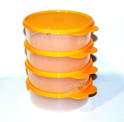 Tupperware Bowls Set of 4 Big Wonders 3 Cup Cereal and Salad Containers Orange $43.95