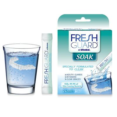 Fresh Guard by Efferdent Soak Crystals 24 ct Cleans Mouth Guards Retainers $13.59