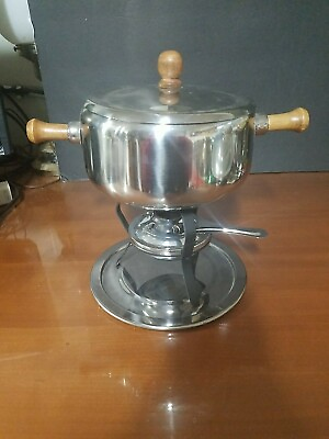 #ad VINTAGE BRASS STAINLESS STEEL CHAFING DISH STERNO WARMER $24.95