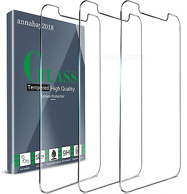 3 PACK For iPhone 14 13 12 11 Pro Max XR XS 8 7 Tempered Glass Screen Protector $2.55