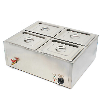 #ad 4 Pans Bain Marie Countertop Food Warmer Steam Table Restaurant Equipment 110V $144.40