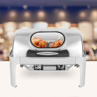 Roll Top Chafing Dish Stainless Steel Buffet Food Warmer With Alcohol Stoves $131.00