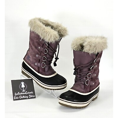 #ad Sorel Women#x27;s Joan Of Artic Snow Winter Boots Lace Up Leather Faux Fur Sz 5 1404 $60.00