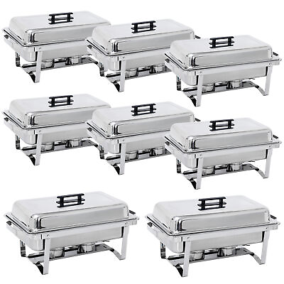 #ad 8 Pack Chafing Dish High Grade Stainless Steel Chafer Complete Set Silver 8QT $215.58