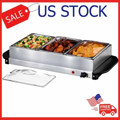#ad OVENTE Electric Food Buffet Server and Warmer with 3 Warming Pan FW173S $30.97