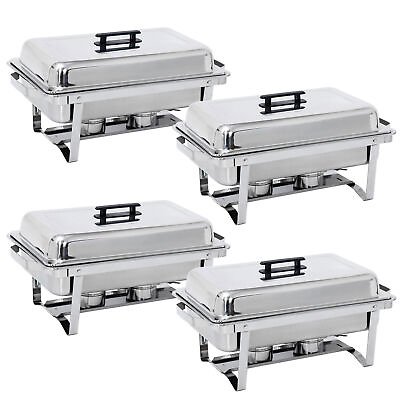 4PCS 8 QT Folding Stainless Steel Chafing Dish Sets Chafing Buffet with Warmer $128.58