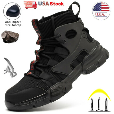 Men#x27;s Sneakers Safety Shoes Steel Toe Work Boots Construction Non slip Size 8 13 $28.99