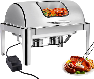 Electric Buffet Food Roll Top Chafing Dish Servers and Warmers with Cover 2 Pans $214.82