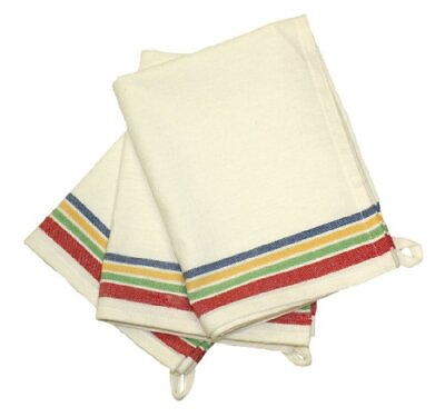 Aunt Martha#x27;s 18 Inch by 28 Inch Package of 3 Vintage Dish Towels Multi Strip $11.57