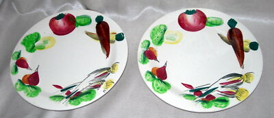 Vintage 7quot; Pottery Salad Plate Hand painted Vegetable Motif on White Unsigned $9.99