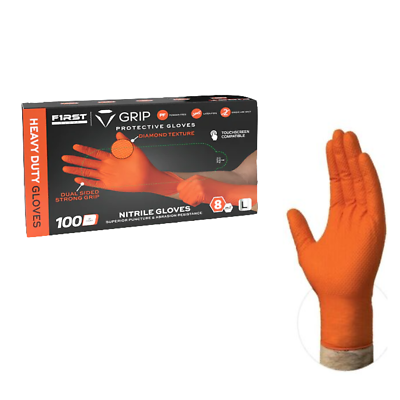 First Glove Orange Nitrile Disposable Gloves 8 Mil Raised Diamond Texture S 2XL $159.99