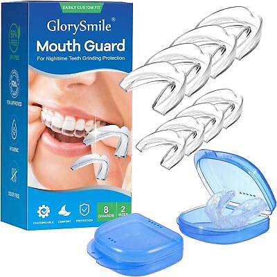 #ad Anti Grinding Night Mouth Guard 8 Guards Large Medium 2 Travel Cases Trim $9.99