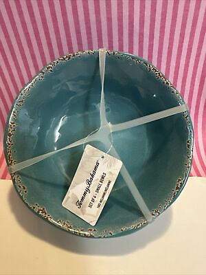 #ad #ad Tommy Bahama Rustic Melamine Salad Cereal 7” Bowl Set 4 Turquoise NWT $39.00