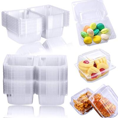 100 Pack Disposable Clear Plastic Clamshell Hinged Food Portable Containers $19.77