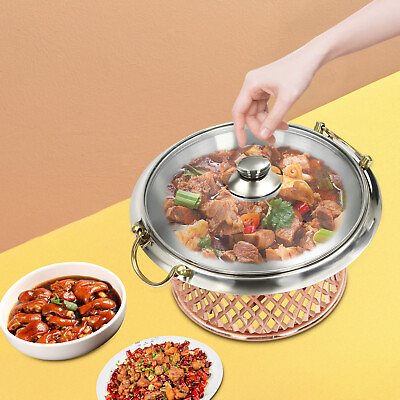 #ad Round Chafing Dish Buffet Set Hotels Banquets Food Warming Tray Stainless Steel $41.89