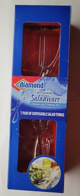 #ad Diamond Saladware Premium Strength Disposable Clear Plastic Salad Tongs $7.99